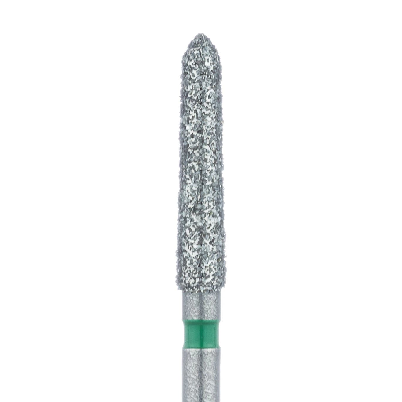 Meisinger 879G-021-FG Coarse Diamond Bur, Friction Grip, 2.1 mm Head Diameter, 10.0 mm Head Length, Green Ring, 5/Pkg - Diamond Instruments – FG, Coarse, Green, Cylinder, Bevel End, 5/Pkg - 879G-021-FG, 2.1 mm Head Diameter, 10.0 mm Head Length - Image 1