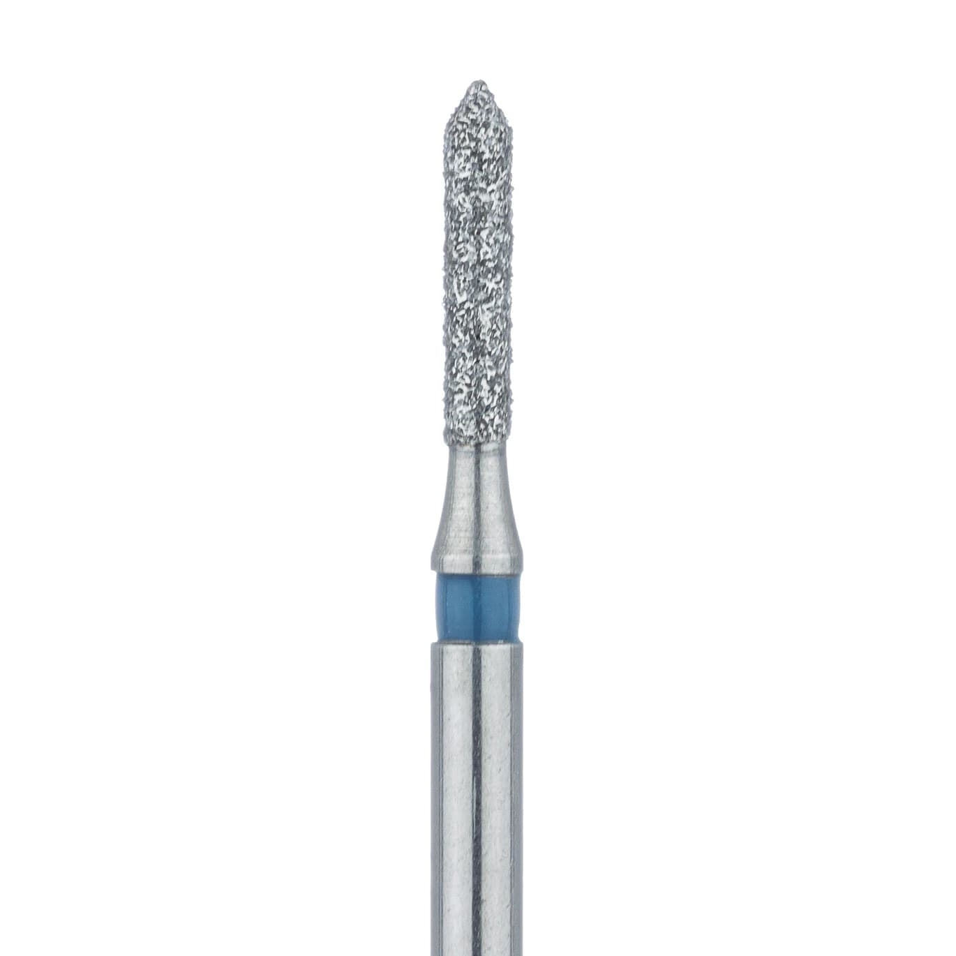 Meisinger 884-012-FG Diamond Bur, Medium Grit, Blue Ring, Pointed Cylinder with Bevel End, Friction Grip, 1.2 mm Head Diameter, 6.0 mm Head Length, 5/Pkg - Diamond Instruments – FG, Medium, Blue, Cylinder, Bevel End, 5/Pkg - 884-012-FG, 1.2 mm Head Diameter, 6.0 mm Head Length - Image 1