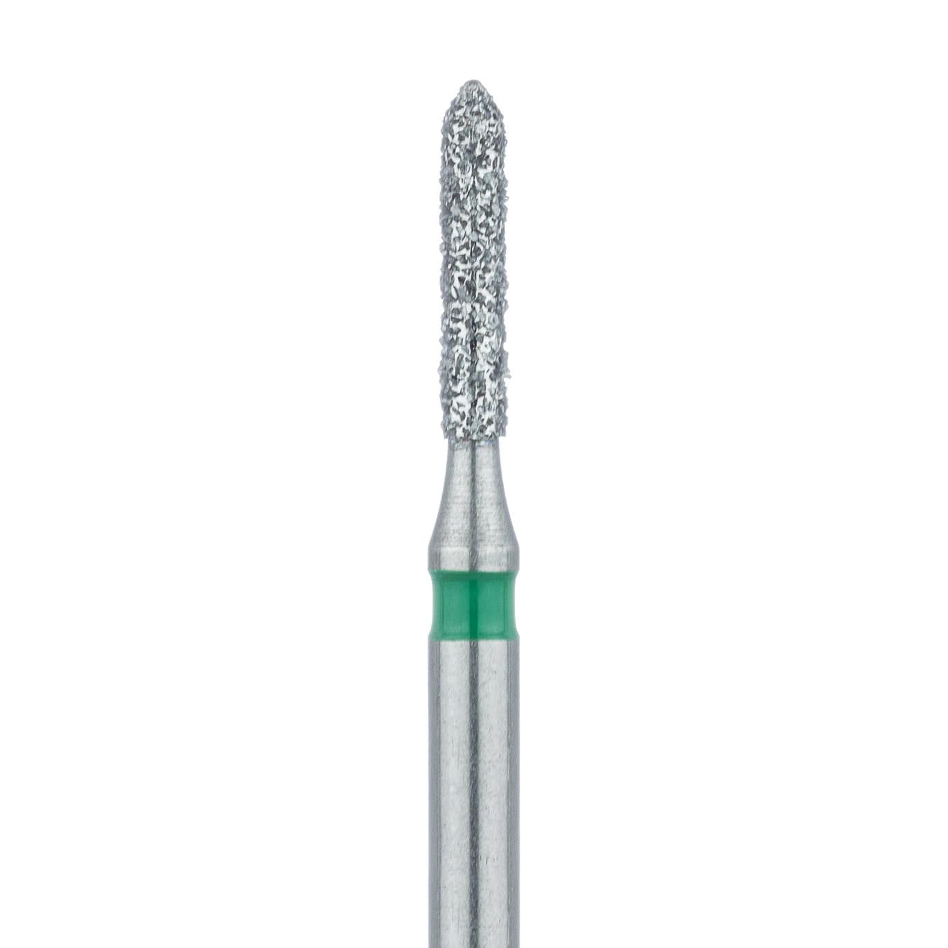 Meisinger 884G-012-FG Diamond Bur, Coarse (Green), Pointed Cylinder with Bevel Tip, Friction Grip, 1.2 mm Head Diameter, 6.0 mm Head Length, 5/Pkg - Diamond Instruments – FG, Coarse, Green, Cylinder, Bevel End, 5/Pkg - 884G-012-FG, 1.2 mm Head Diameter, 6.0 mm Head Length - Image 1