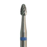 Meisinger Tungsten Carbide Lab Bur, HM 73MG-023, Small Fine Egg (Football) Shape, X-Cut Medium, Blue Ring, HP (Handpiece) Shank, 2.3 mm Diameter, 4.1 mm Head Length - Tungsten Carbide Cutters – MG – Mini, X-Cut Medium, Blue Ring - Ball – HM 73MG-023, HP, 2.3 mm Diameter, 4.1 mm Head Length - Image 1