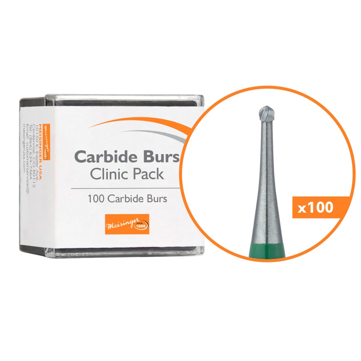 Meisinger Supersharp Carbide Bur, #2S RA Round, Clinic-Pack of 100, C0002SRA - Meisinger Supersharp Carbide Burs - #2S RA - Clinic-Pack - Image 1
