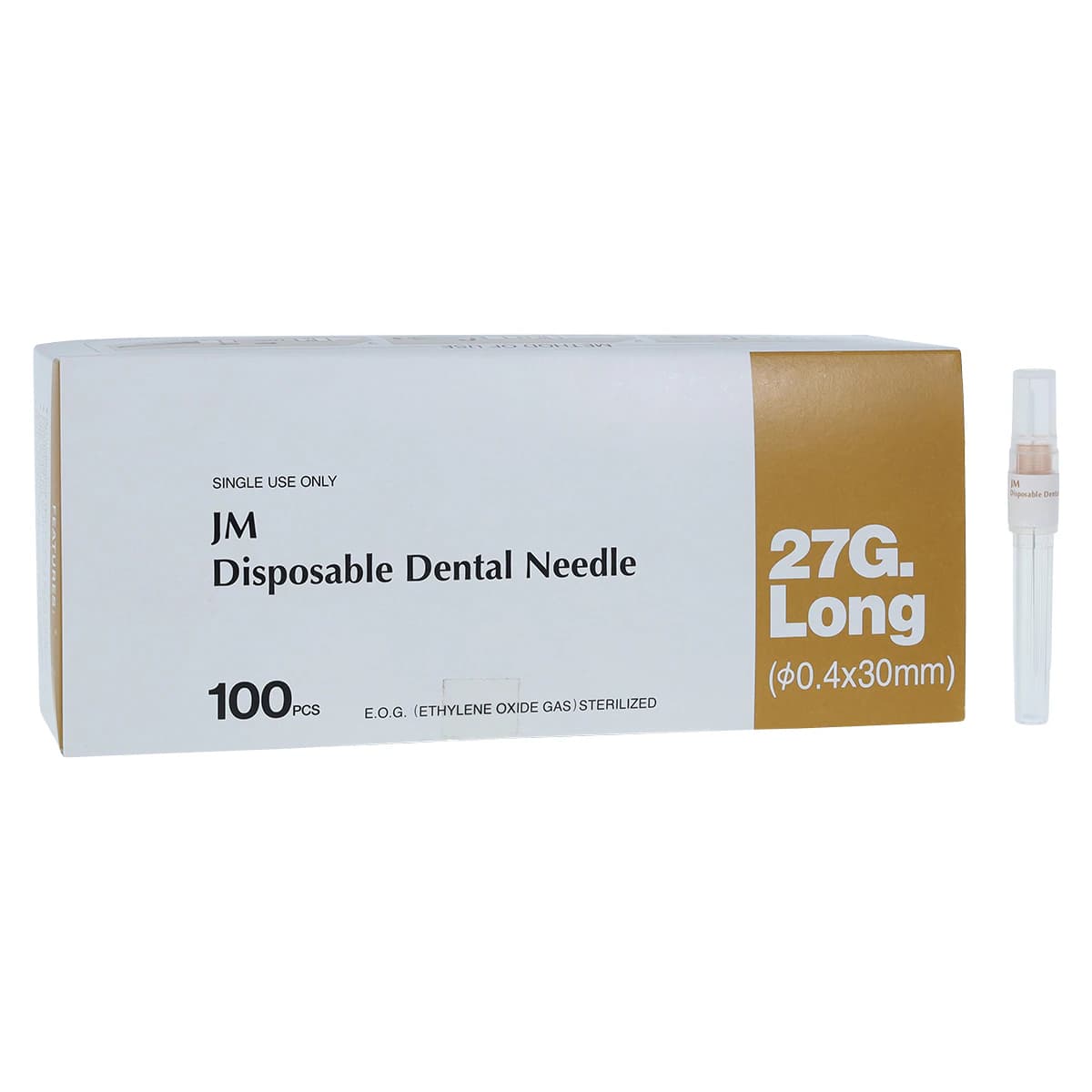 J. Morita Disposable Dental Needles, Plastic Hub, 27 Gauge Long, 30 mm, Yellow, 100/Box, 20-27GL - JM Yellow 27g Long Plastic Hub Dental Needle Box of 100 - Image 1