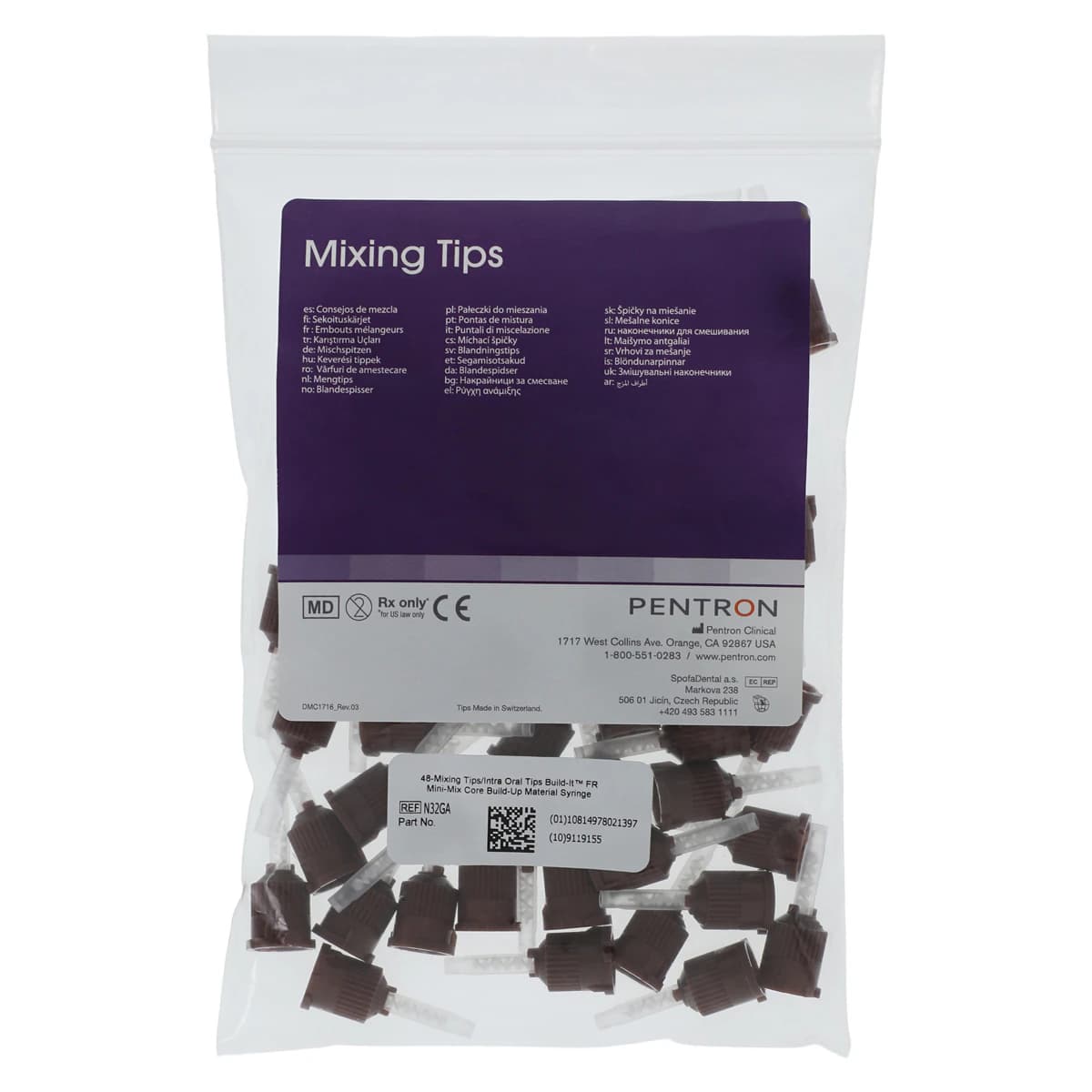 Build-It FR Mini Mix Mixing and Intra-Oral Tips, Brown, 48/Pack, N32GA - Build-It™ FR Core Buildup - 48-Pack Mixing Tips - Image 1