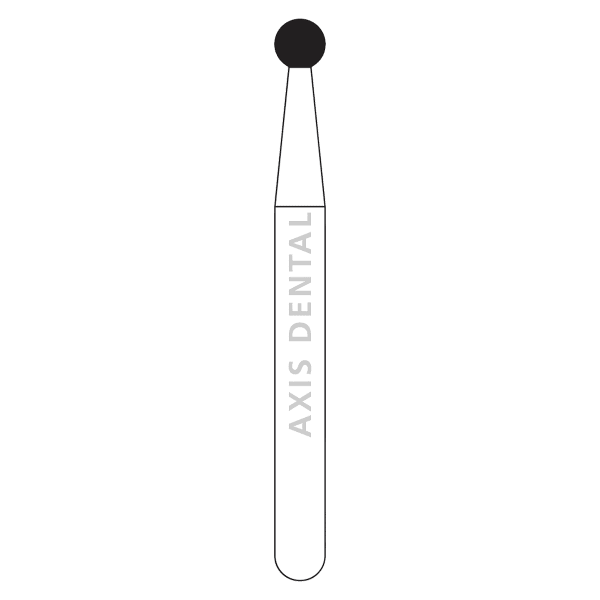 NTI HP Diamond Bur, Round, Medium Grit, #801-016, 1.6 mm, Gray, M801-016HP - NTI® HP Diamonds - Medium - #801-016 (1.6) - Image 1