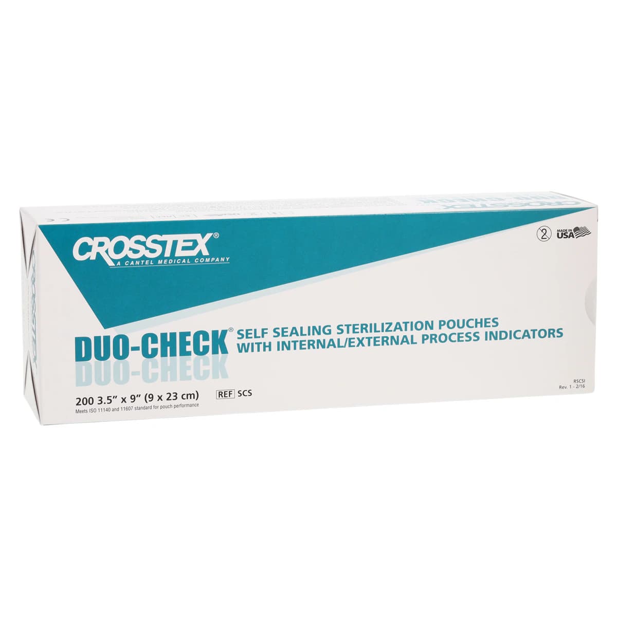 Crosstex Duo-Check Self-Seal Sterilization Pouches, 3-1/2" x 9", Blue Film, 200/Box - Duo-Check Sterilization Pouches 3-1/2" x 9" 200Bx - Image 1