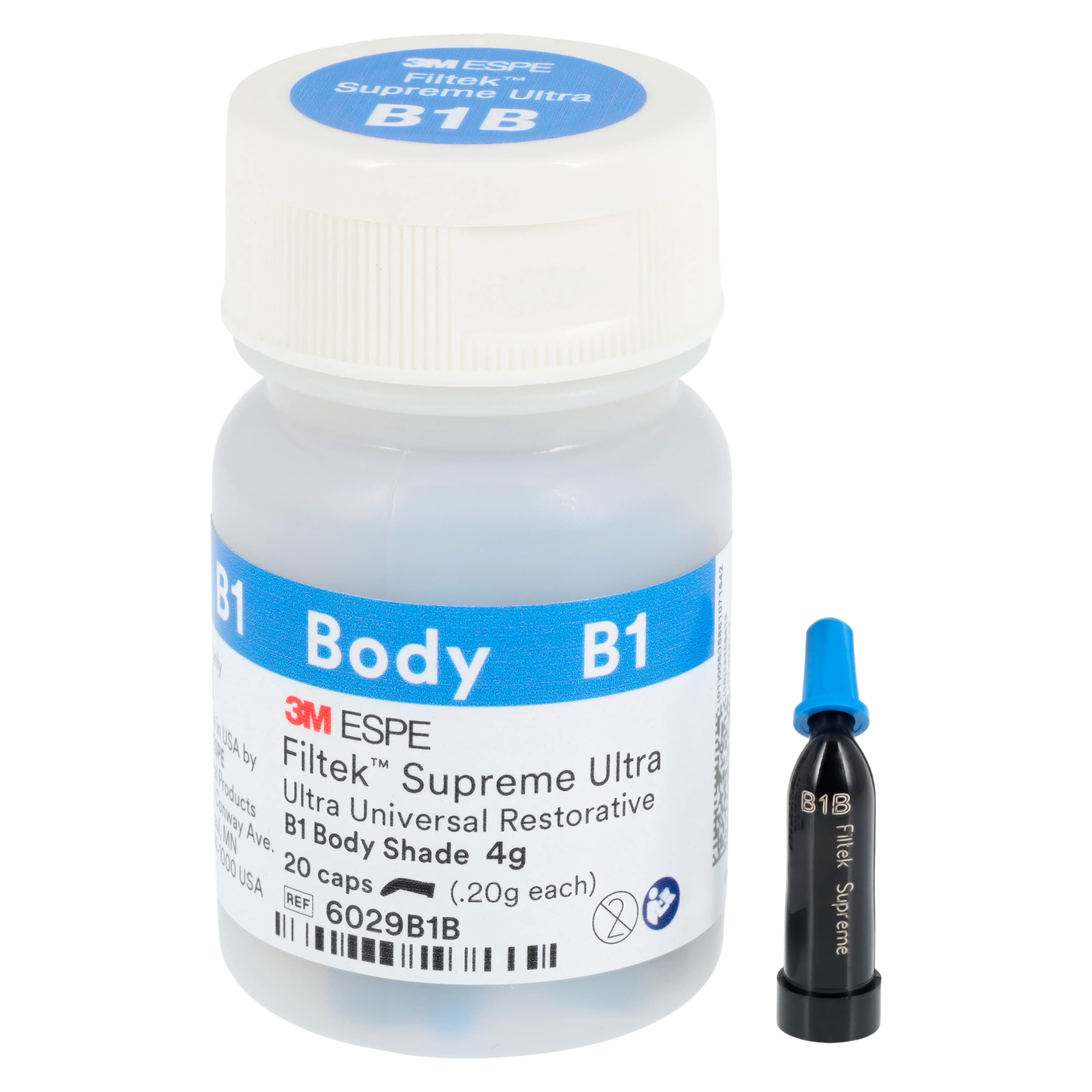 Filtek Supreme Ultra Universal Restorative Capsules, B1 Body, 0.2 g, 20/Pk, 6029B1B - Filtek Supreme Ultra Universal Capsule B1 Body 20Bx - Image 1