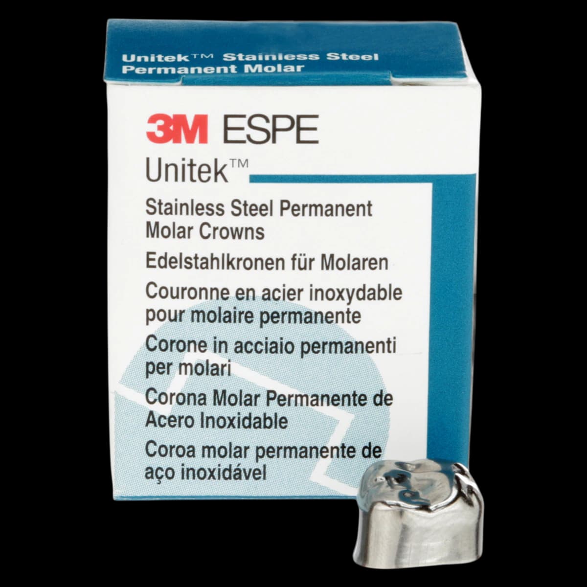 3M Unitek Stainless Steel Permanent Molar Crown, Upper Right First Permanent Molar, Size 2 (2UR), 5/Box, 900322 - 3M Unitek SS Permanent Molar Crowns Upper Right First Permanent Molar Size 2 5Bx - Image 1