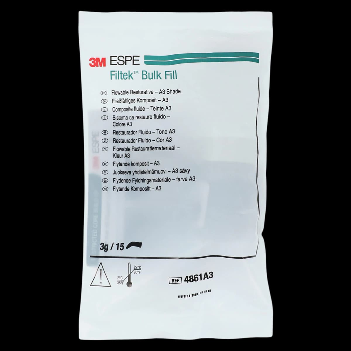 3M Filtek Bulk Fill Flowable Restorative Capsules, Shade A3, 0.2 g, 15/Pk, 4861A3 - Filtek Bulk Fill Flow Capsules A3 15Pk - Image 1