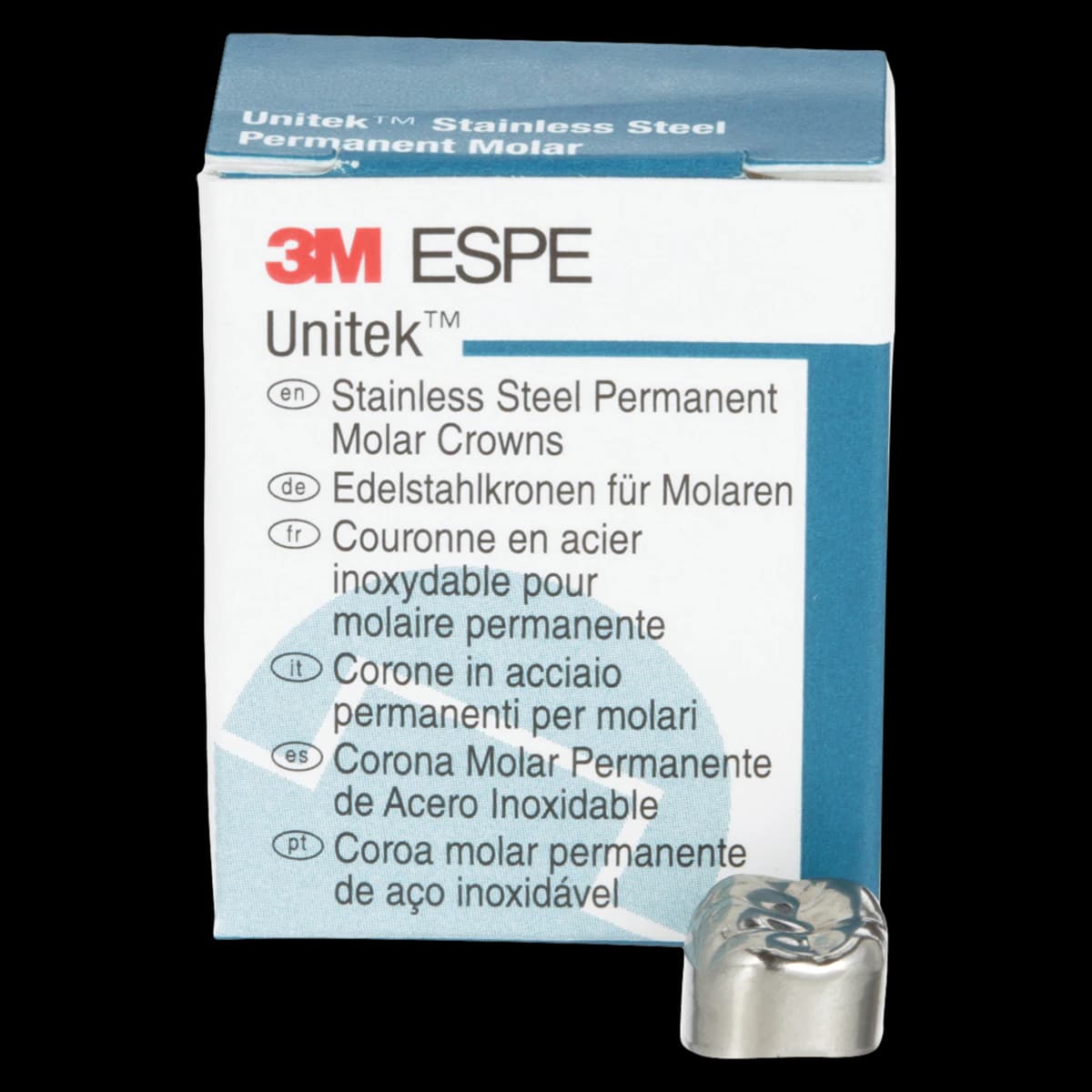 3M Unitek Stainless Steel Permanent Molar Crown, Lower Right First Permanent Molar, Size 1 (1LR), 5/Box, 900341 - 3M Unitek SS Permanent Molar Crowns Lower Right First Permanent Molar Size 1 5Bx - Image 1