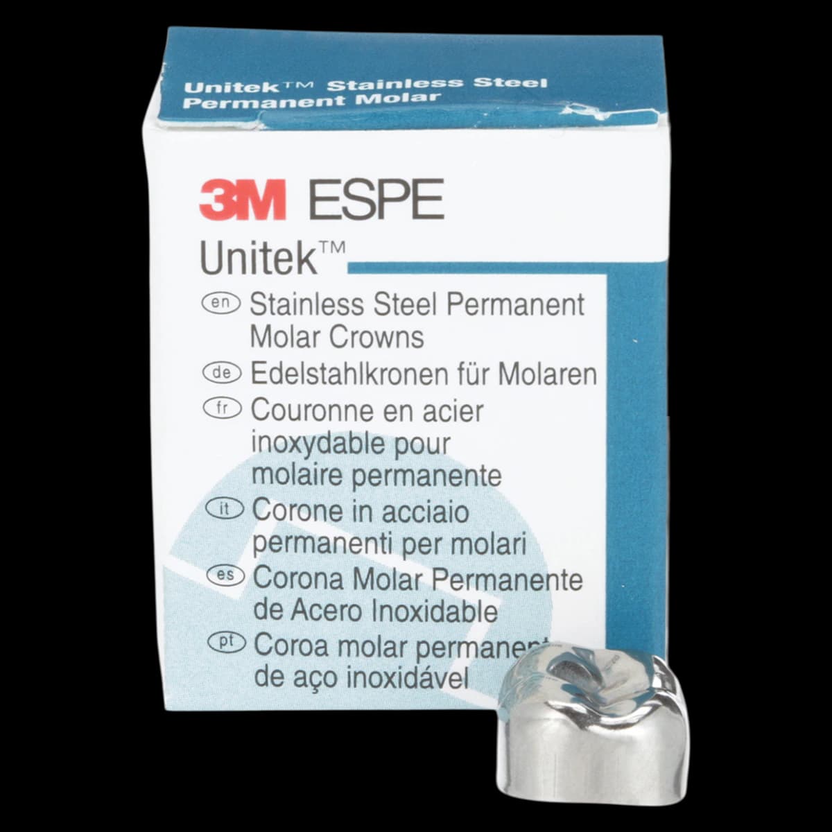 3M Unitek Permanent Stainless Steel Crowns, Lower Right Second Permanent Molar, Size 5, 5/Box, 900445 - 3M Unitek Stainless Steel Crowns Lower Right Second Permanent Molar Size 5 5Bx - Image 1