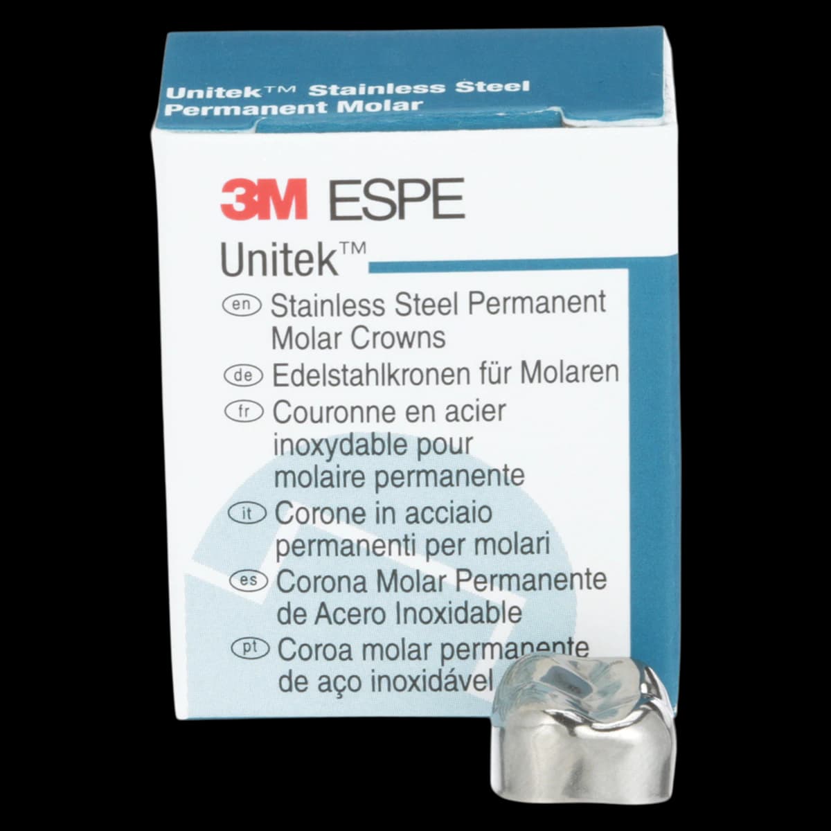 3M Unitek Stainless Steel Permanent Molar Crown, Lower Right Second Molar, Size 4LR, Refill, 5/Box, 900444 - 3M Unitek Stainless Steel Crowns Lower Right Second Permanent Molar Size 4 5Bx - Image 1