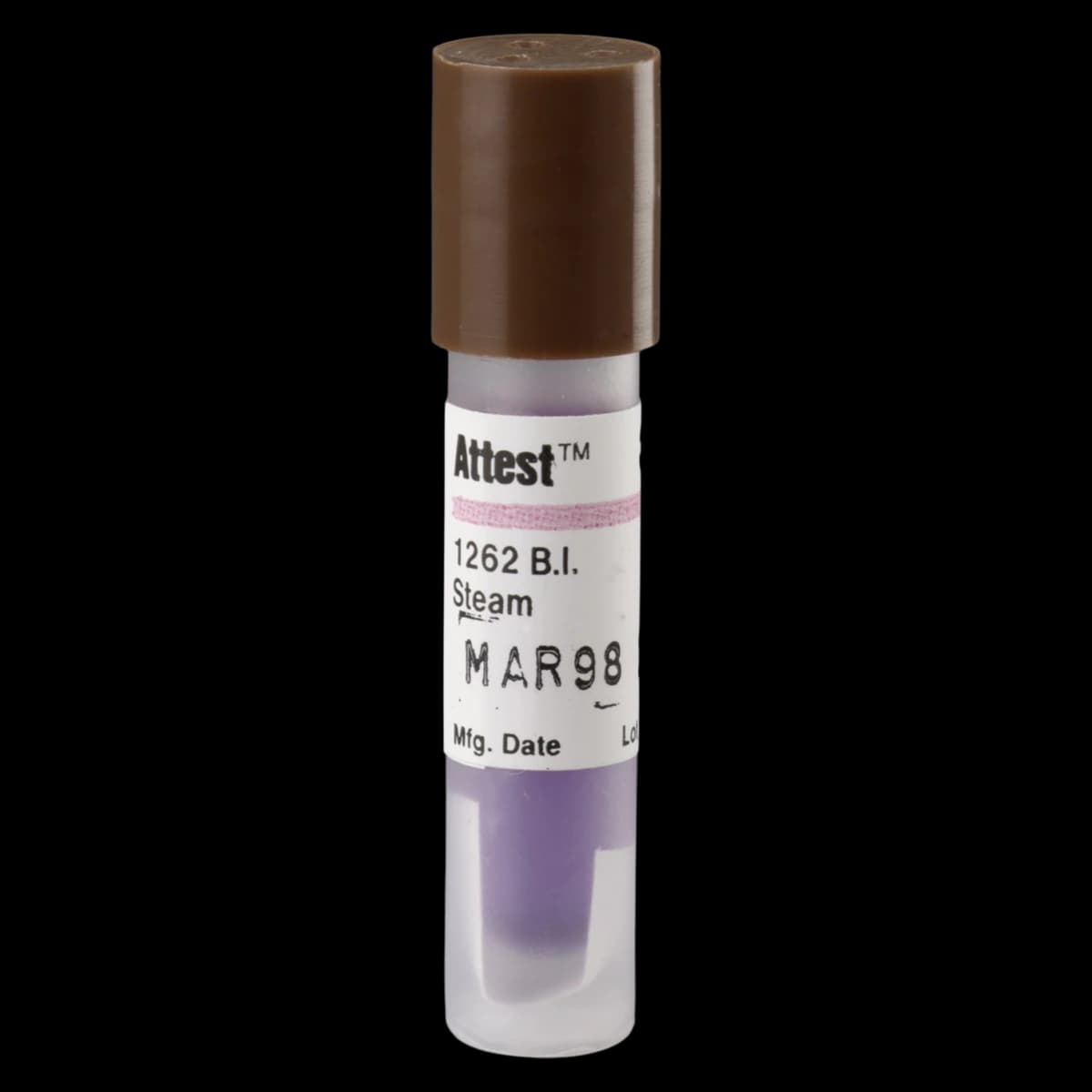 3M Attest Biological Indicator for Steam Sterilization, Brown Cap, 48-Hour Readout, 100/Pack, 1262 - 3M™ Attest™ Biological Indicator for Steam Sterilization Carton of 100 - Image 1