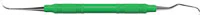 American Eagle Implant Instrument Nebraska 128/Langer 5, Double-End Titanium Scaler, 3/8" Green EagleLite Resin Handle, AEIIN128-L5X - American Eagle Implant Instrument Nebraska 128/Langer 5 with 3/8" Green Handle, Single Instrument - Image 1