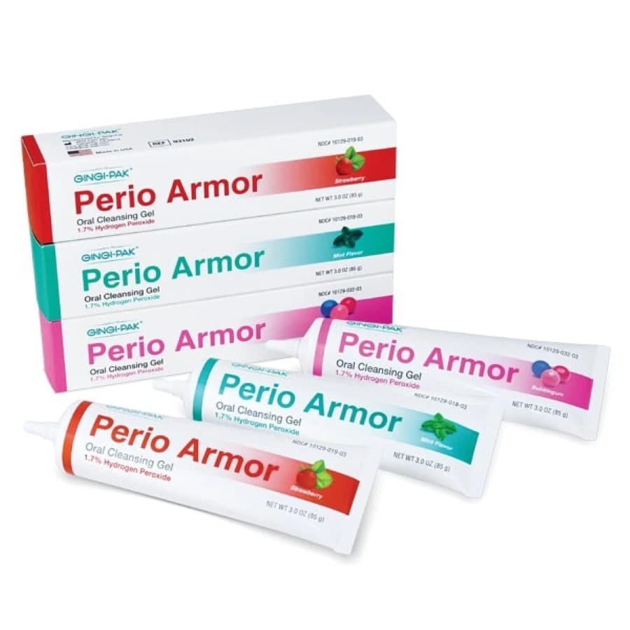 Perio Armor 1.7% Hydrogen Peroxide Oral Cleansing Gel, Strawberry, 3 oz Tube, 6/Case, 93102 - Perio Armor 1.7% HP Oral Clnsg Strwbry 3oz (6) - Image 1