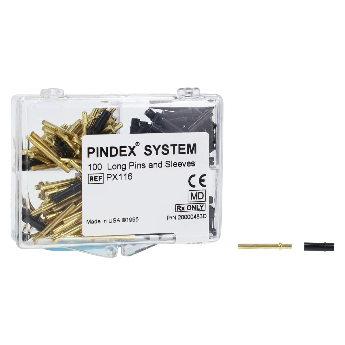 Pindex Long (20 mm) Pins and Plastic Sleeves, Refill Pack of 100 Pins and 100 Sleeves, PX-116 - Pindex Long (20 mm) Pins and Plastic Sleeves, Refill Pack of 100 Pins and 100 - Image 1