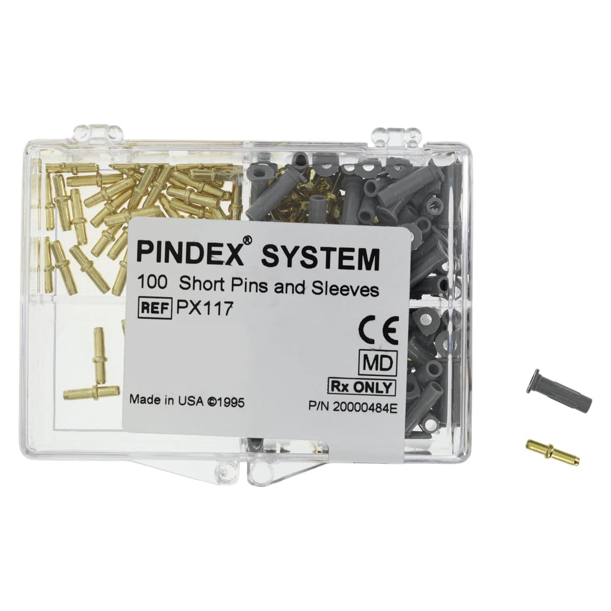 Pindex Short (10 mm) Pins and Plastic Sleeves, Refill Pack of 100 Pins and 100 Sleeves, PX-117 - Pindex Short (10 mm) Pins and Plastic Sleeves, Refill Pack of 100 Pins and 100 - Image 1