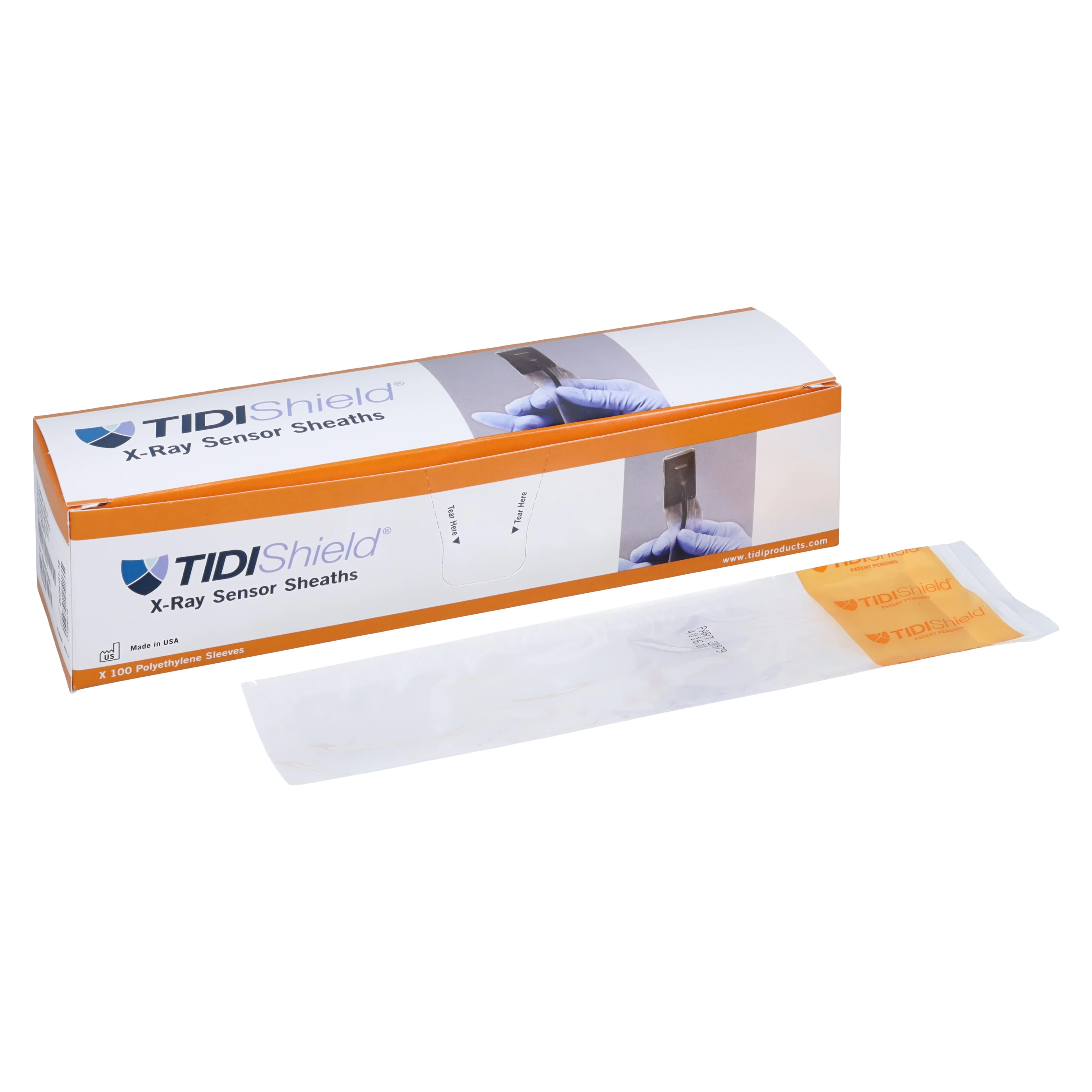 TIDIShield Digital X-Ray Sensor Sheaths, Carestream/Kodak 6100, Schick 33/AE, Size 2, Latex Free, 100/Box, 20979 - TIDIShield Digital Sensor Sheaths, Carestream/Kodak 6100 - Image 1