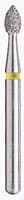 BluWhite Diamond™ Bur FG 610SF, Super Fine, Football, Friction Grip, Yellow Ring, 1.8 mm Diameter, 2.8 mm Length, 5/Pkg - BluWhite Diamond™ Burs – FG, Football, 5/Pkg - Super Fine, Yellow, Equilibrating & Contouring, # 610SF, 1.8 mm Diameter, 2.8 mm Length - Image 1