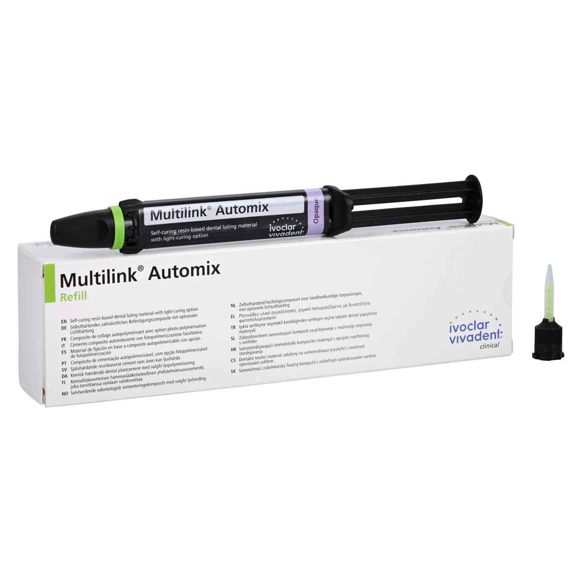Ivoclar Vivadent Multilink Automix Refill, Opaque, Easy Clean-Up, 9g Syringe with 15 Mixing Tips, 615218WW - Multilink Automix Refill Opaque Easy - Image 1