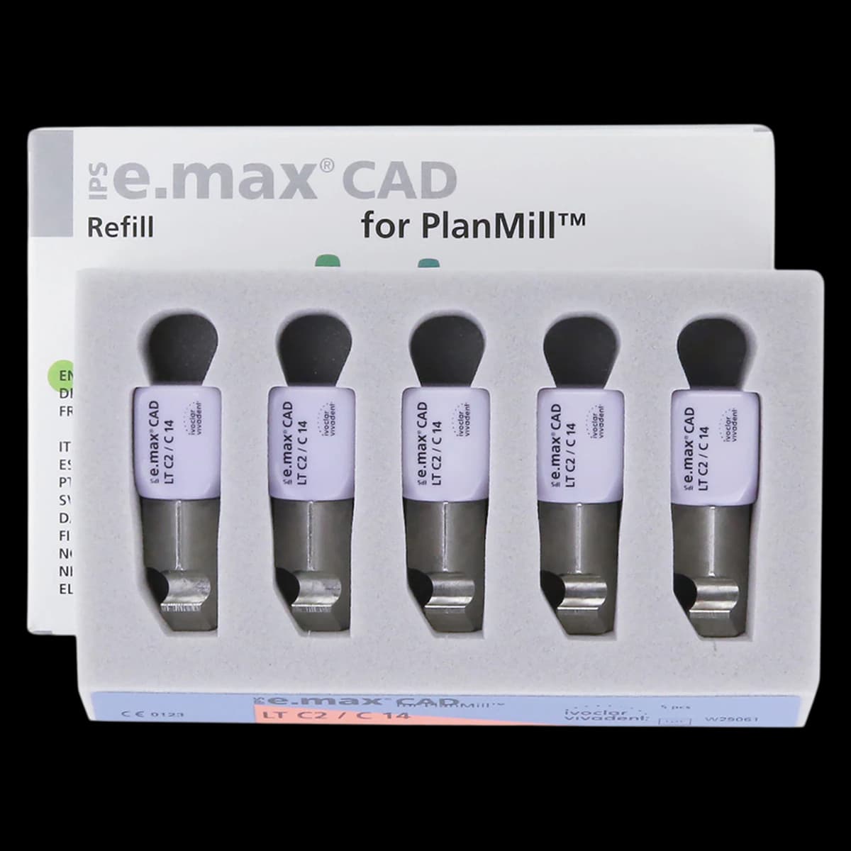 IPS e.max CAD PlanMill Blocks, Low Translucency, Shade C2, Size C14, 5/Box - IPS e.max CAD Blocks PlanMill LT C2 C14 (5) - Image 1