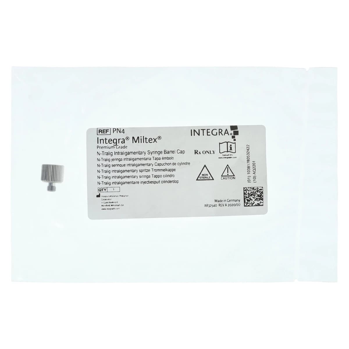 N-Tralig Intraligamentary Syringe Barrel Cap, Stainless Steel, 1/Pk, PN4 - N-Tralig Syringe Barrel Cap - Image 1