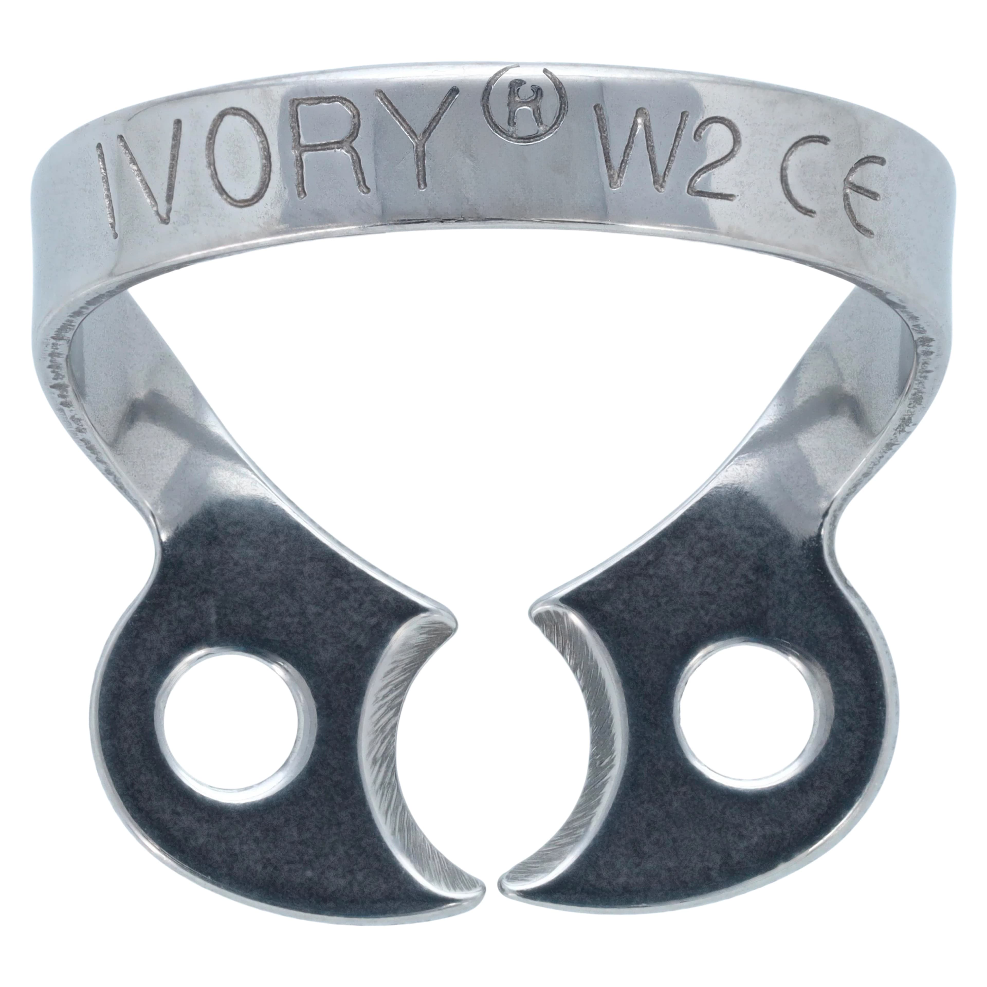 Ivory Rubber Dam Clamp, Wingless, #W2, Bicuspid/Premolar, Stainless Steel, 50057510 - Rubber Dam Clamp W2 - Image 1