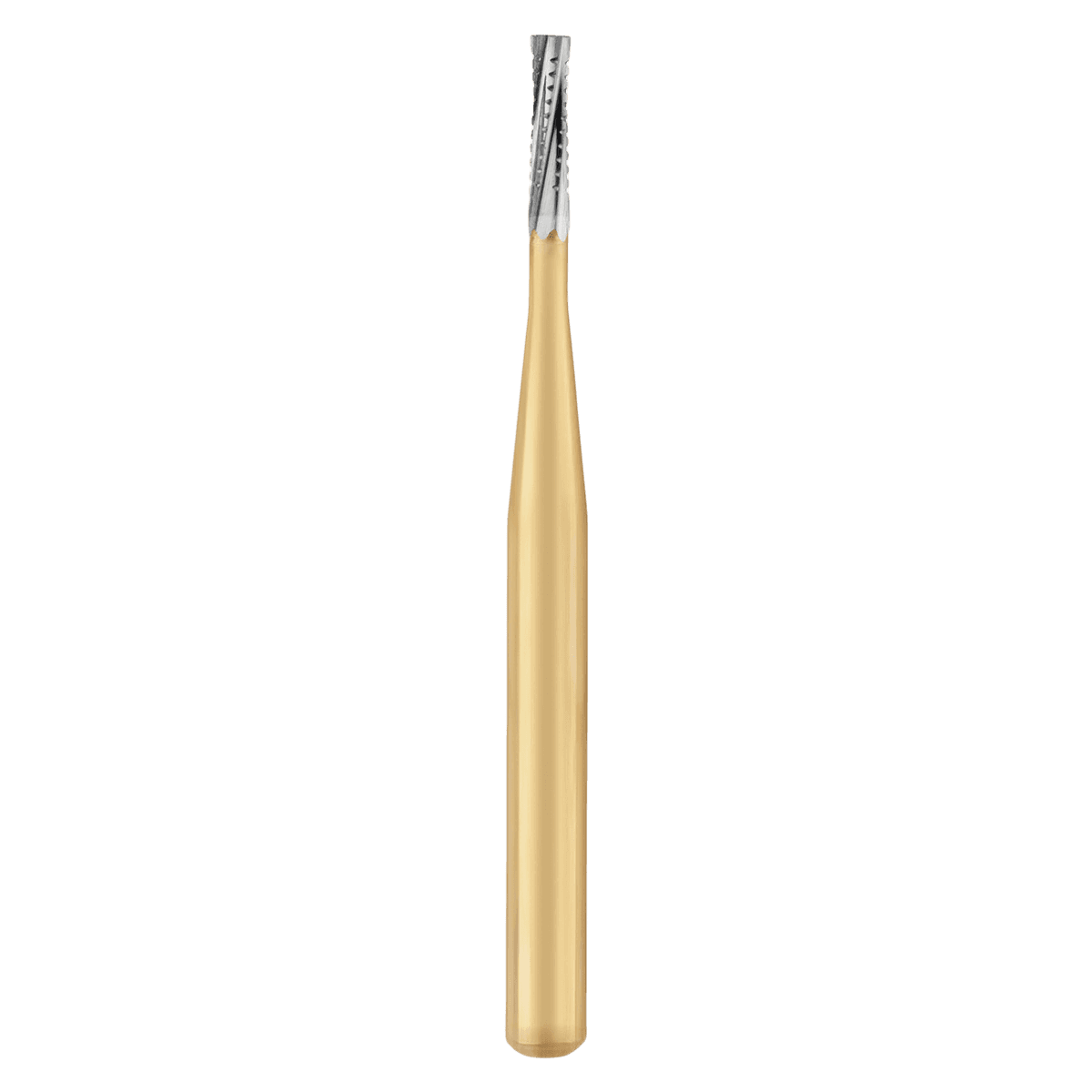 Great White Gold Series Sterile Carbide Bur, Straight Fissure, Friction Grip, #556, 25/Roll, GW556 - GW556 Great White Gold Carbide Sterile Roll of 25 - Image 1