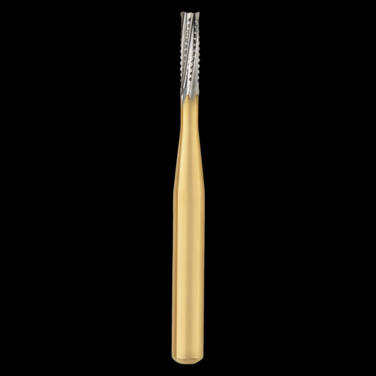 SS White Great White Gold Series Sterile Carbide Bur, FG Friction Grip, Straight Fissure #557, 25/Roll - Great White 557 Gold Sterile Roll of 25 - Image 1