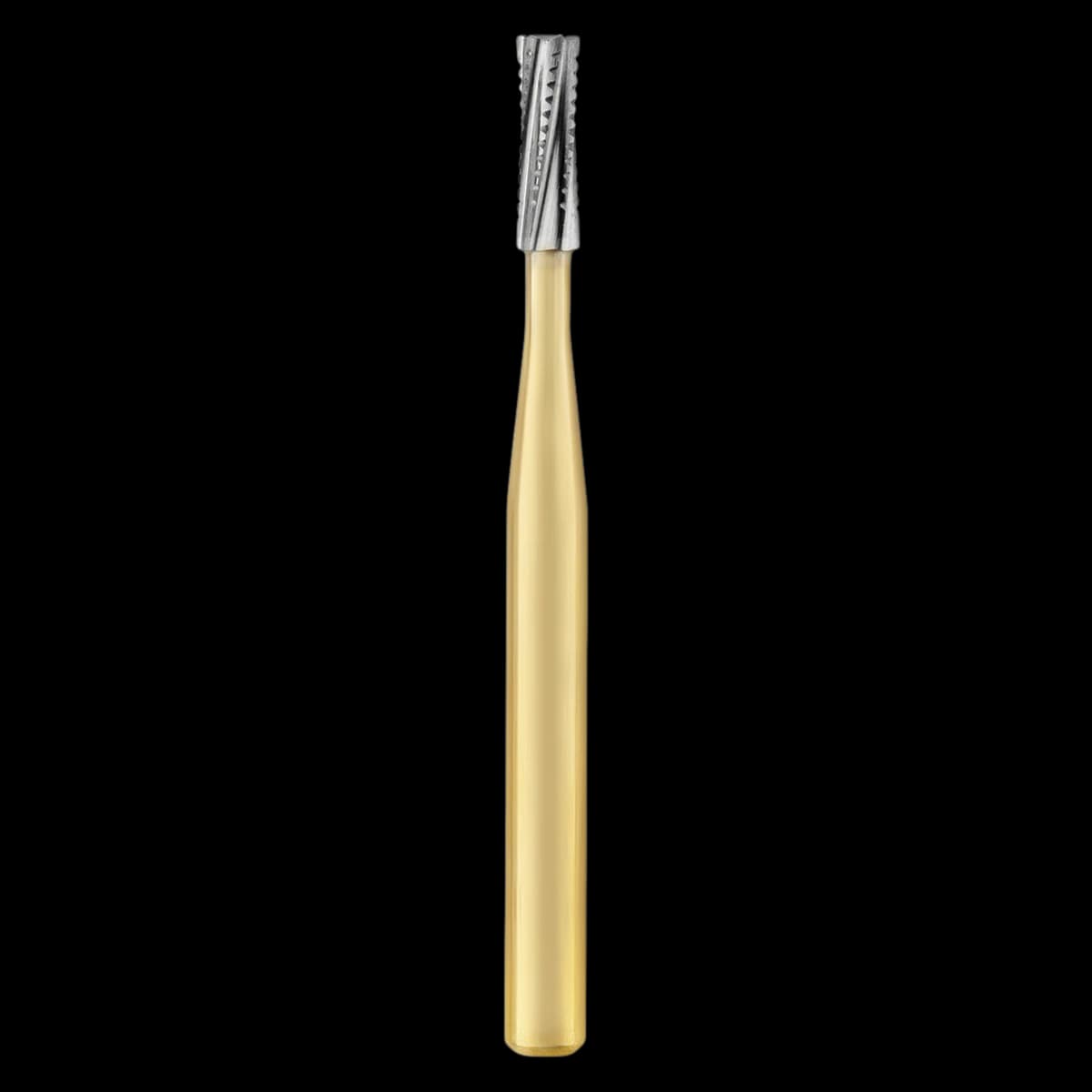 Great White Gold Series Sterile Carbide Bur, Straight Fissure, Friction Grip, #558, 25/Roll, GW558 - GW558 Great White Gold Carbide Sterile Roll of 25 - Image 1