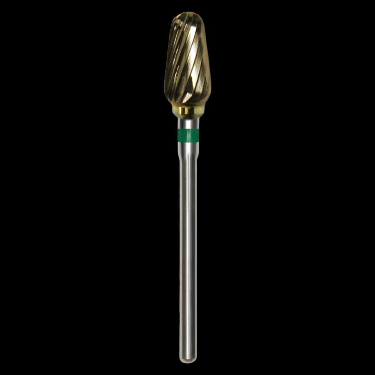 Great White Lab Series Carbide Bur, G Series, Round-End Taper Spiral Cut, ISO 200, 070 Head Diameter, Green Band, GW351-070G-4, 1/Pk - Great White® Lab Series Carbide Burs - G Series GW351-070 (ISO 200) - Image 1