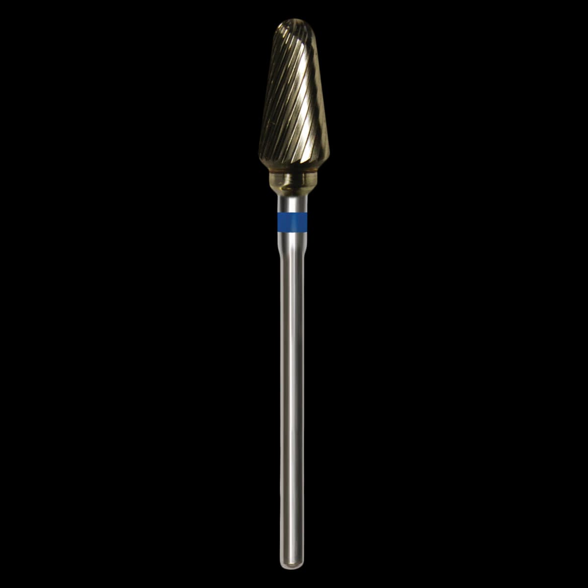 Great White Lab Series Carbide Bur, M Series, ISO 201, Spiral Fluted, HP Shank, 0.70 mm Head Diameter, Blue Band, GW79-070M-4, 1/Pk - Great White® Lab Series Carbide Burs - M Series GW79-070 (ISO 201) - Image 1
