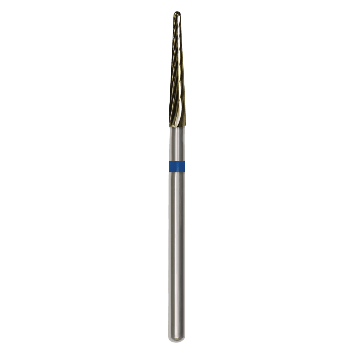 Great White Lab Series Carbide Bur, M Series, ISO 199, Round-End Taper Spiral Cut, HP Shank, Head Diameter 023, Blue Band, GW261-023M-4, 1/Pk - Great White® Lab Series Carbide Burs - M Series GW261-023 (ISO 199) - Image 1