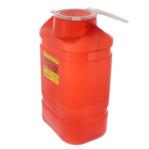 BD Sharps Container, 5-Gallon, Funnel Top, Red, 8/Case - 5-Gallon Sharps Red w/Large Funnel - Image 1
