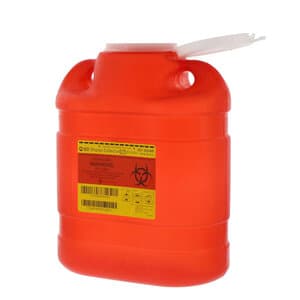 BD One-Piece Sharps Collector, 6.9 Qt, Red, Funnel Entry, 12/Case - Medium Sharps Container-6.9Qt. Funnel - Image 1