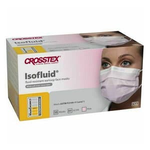 Isofluid Earloop Face Masks, ASTM Level 1, Pink, Box of 50 - ISOFLUID EARLOOP MASKS PINK PK50 LEVEL 1 - Image 1