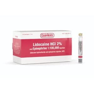 Septodont Lidocaine HCl 2% with Epinephrine 1:100,000 Injection, 1.7 mL Cartridges, 50/Bx - Lidocaine HCl 2% w/epi 1:100,000 (50) - Image 1