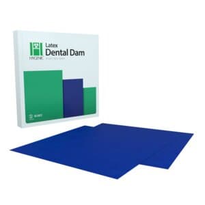 Hygenic Latex Dental Dam, 6" x 6", Blue, Medium Gauge, Box of 36 - Hygenic Latex Dental Dam 6in x 6in Blue Medium Gauge Box/36 - Image 1