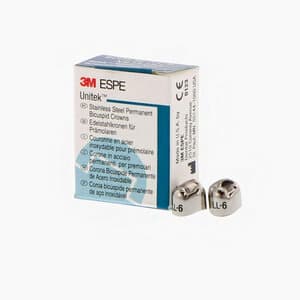 3M Unitek Permanent Stainless Steel Crown, LL-6, Lower Left Bicuspid, Refill Pack of 5 - UNITEK CROWNS 2LL6 SS PERM. BICUSPID - Image 1
