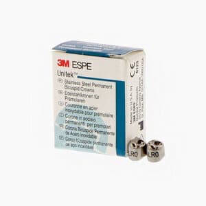 3M Unitek Permanent Stainless Steel Crown, Left Lower Right 0 (LR 0), Refill Pack of 5 - UNITEK CROWNS 2LR0 SS PERM. BICUSPID - Image 1