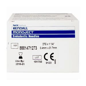 Monoject 471 Endo Irrigation Needle, 27G x 1-1/4" (31.7mm), Yellow, Sterile, 25/Bx, 8881471273 - 27GA 1.25" Irrigation Needle (25) - Image 1