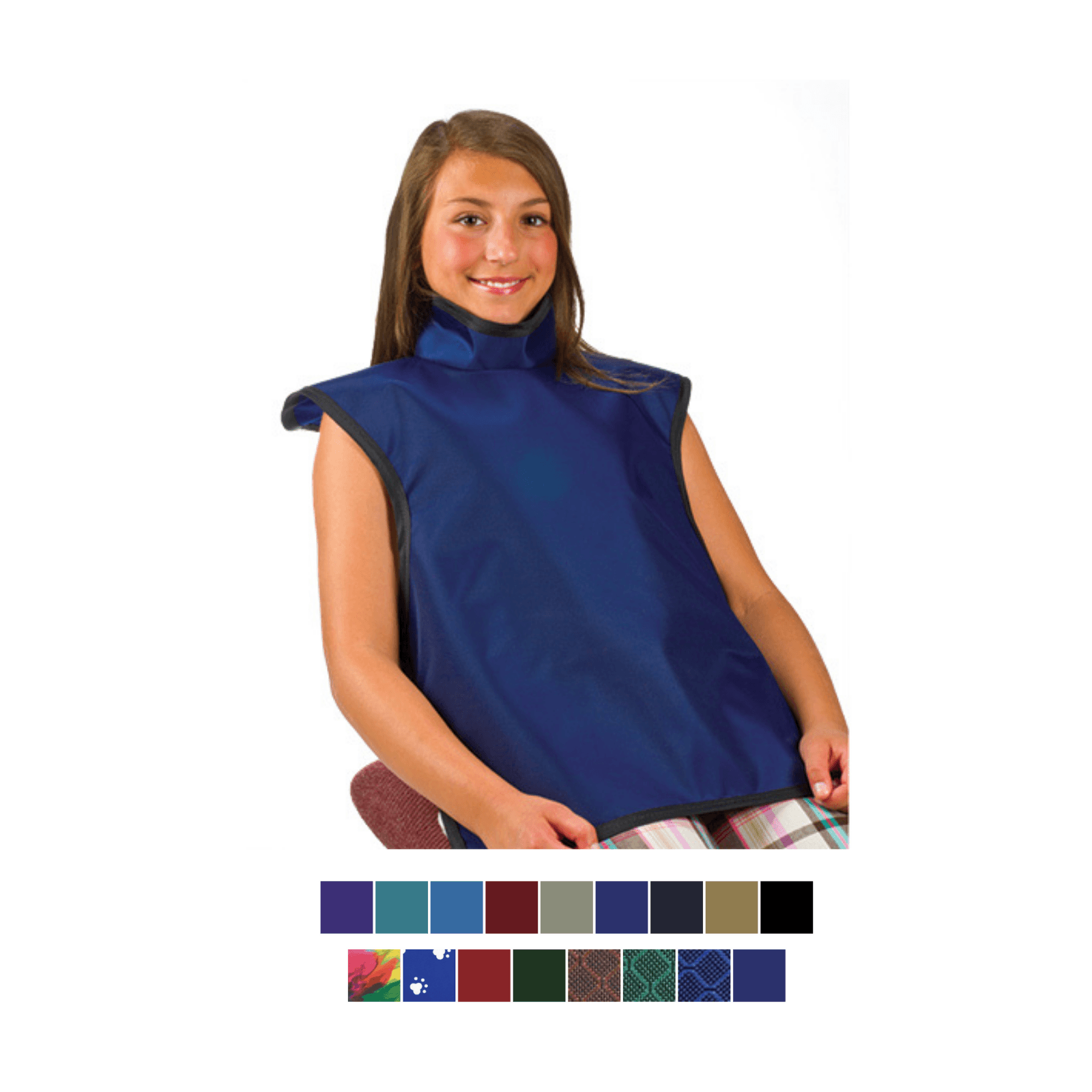 Flow X-Ray Child Lead-Free Apron with Collar, Front Bib, 20" x 20", Black, 0.25 mm Lead Equiv. - Flow X-Ray Child (20" x 20") Lead-Free Apron With Collar - BLACK. Front Bib - Image 1