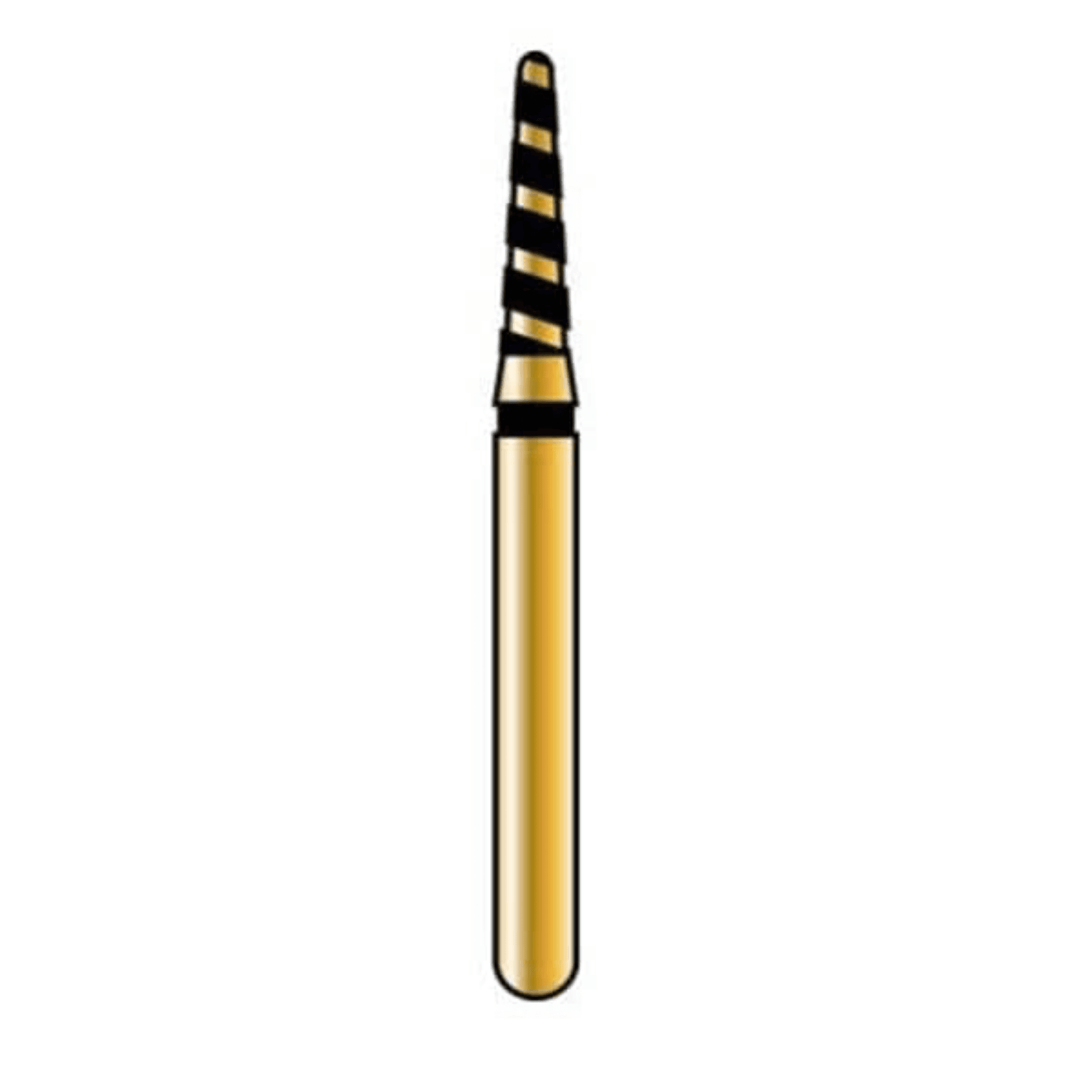 Alpen TurboCut Multi-Use Diamond Bur, FG #855-014, Round-End Taper, 1.4mm, SuperCoarse, Black, 5/Pk, R855TC014FG - Alpen® Multi-Use Diamonds FG # 855T Tapered Round End 1.4mm SuperCoarse Black Pkg/5 - Image 1