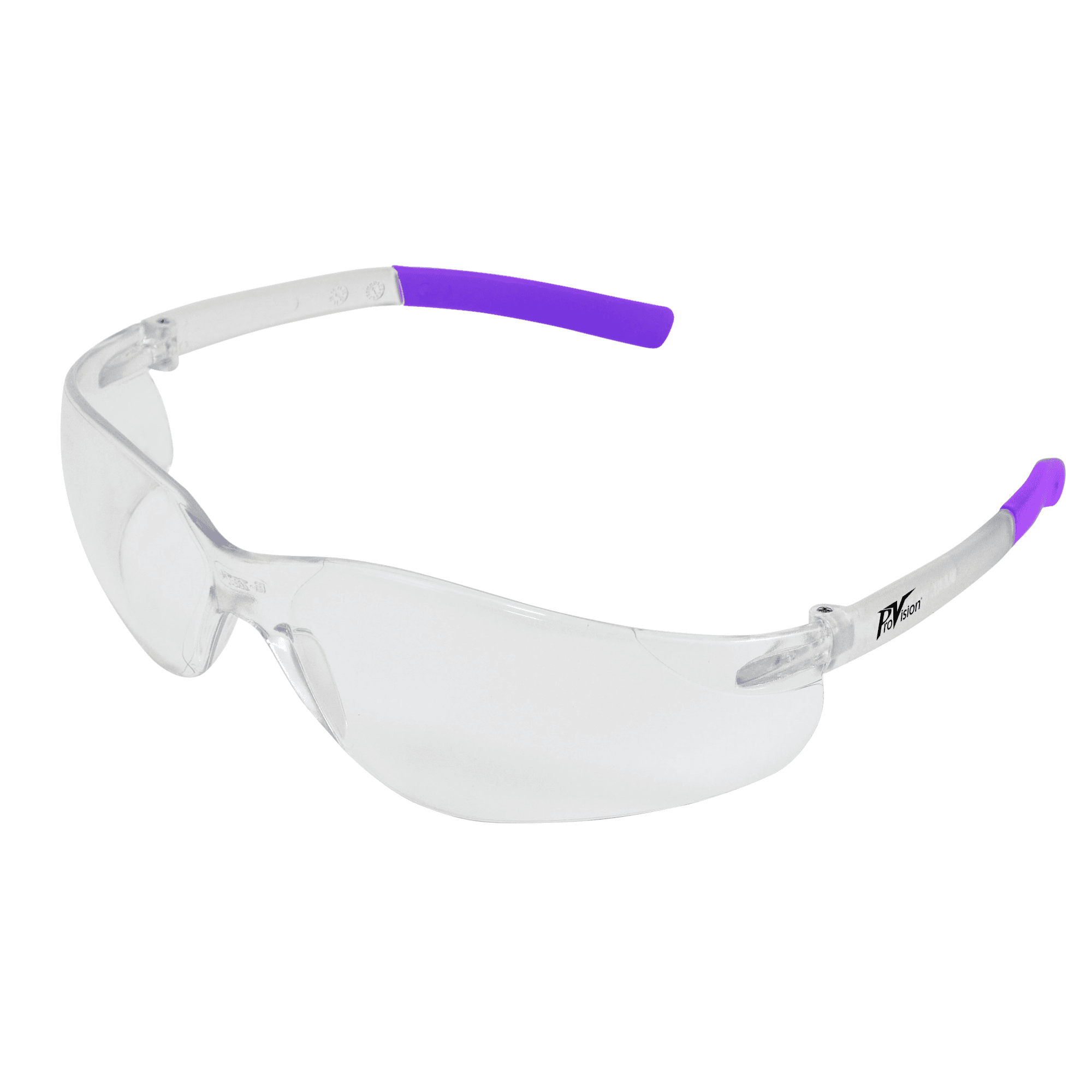 ProVision Clarity Safety Eyewear, Clear Frame/Clear Lens, Lavender Tips, 24g, Each, 3605L - ProVision Clarity Clear/Lavender Each - Image 1
