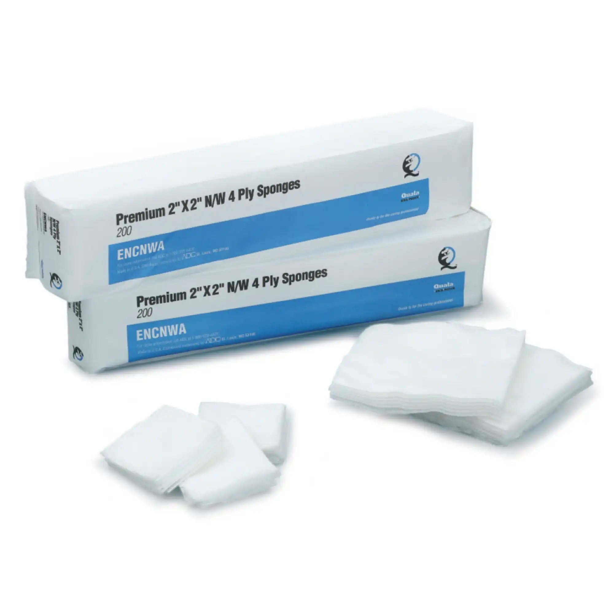 Quala Non-Woven Sponges, Rayon/Polyester Blend, 4-Ply, Non-Sterile, 2" x 2", 5000/Pk, ENCNWA - Non-Woven Sponges, Rayon/polyester blend, 4-Ply, Non-sterile, 2" x 2" 5000/Pk - Image 1