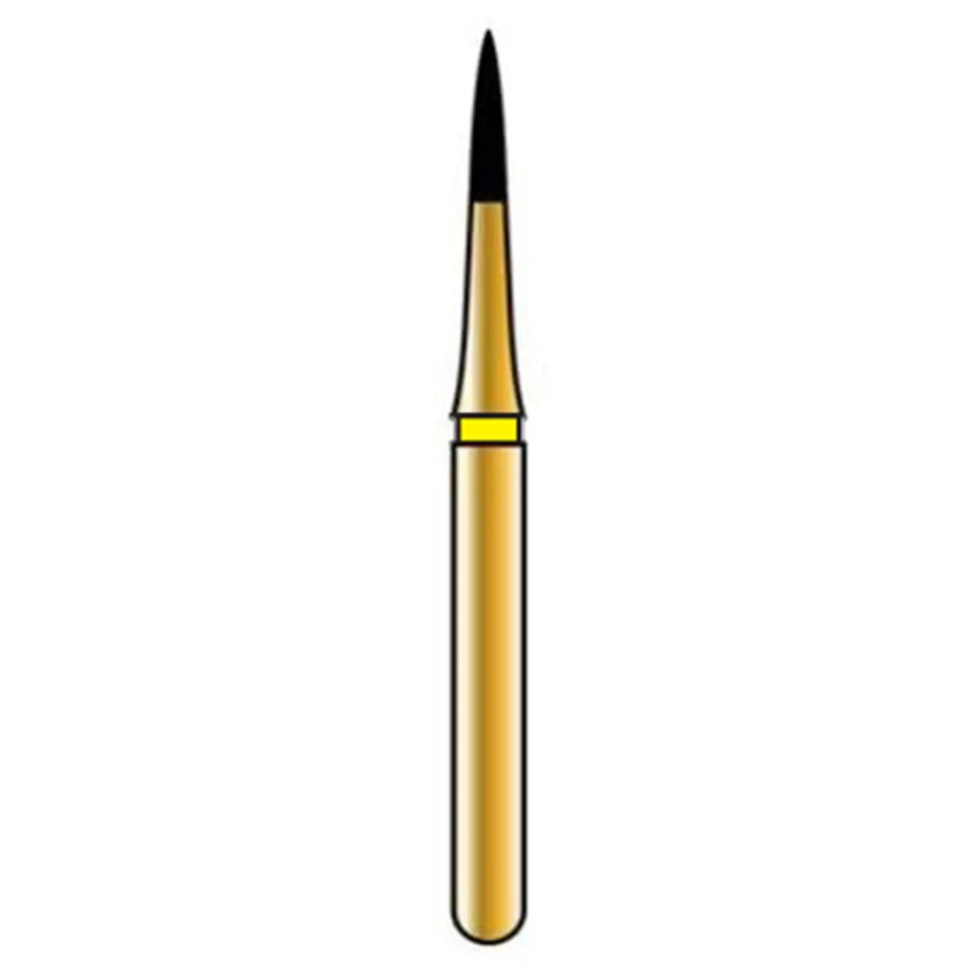 Alpen Multi-Use Diamond Bur, FG, Esthetic Finishing, #133, 1.0 mm, Extra Fine (45μm), Yellow, 5-Pack, R133EF010FG - Alpen Diamonds, GET4-314-010-04.2-EF, R133EF010FG, (Discontinued) - Image 1