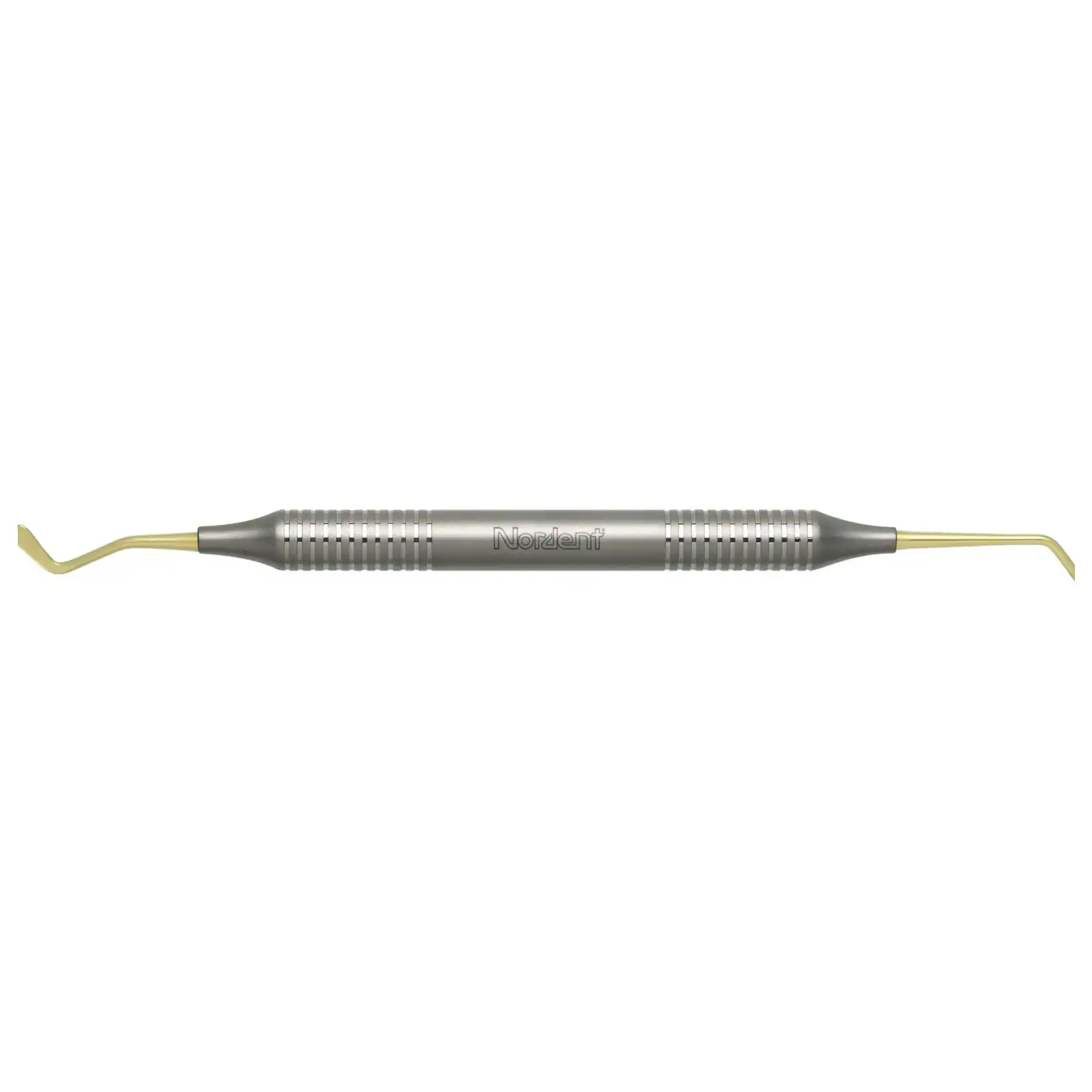 Nordent Composite Placement Instrument, Double-Ended, #2 Paddle/Condenser, 1.7 mm, Titanium Nitride Coated, DuraLite ColorRings Handle, CEPFI2T - Composite Placement DE TiN Coated Paddle/Condenser #2 DuraLite ColorRings - Image 1