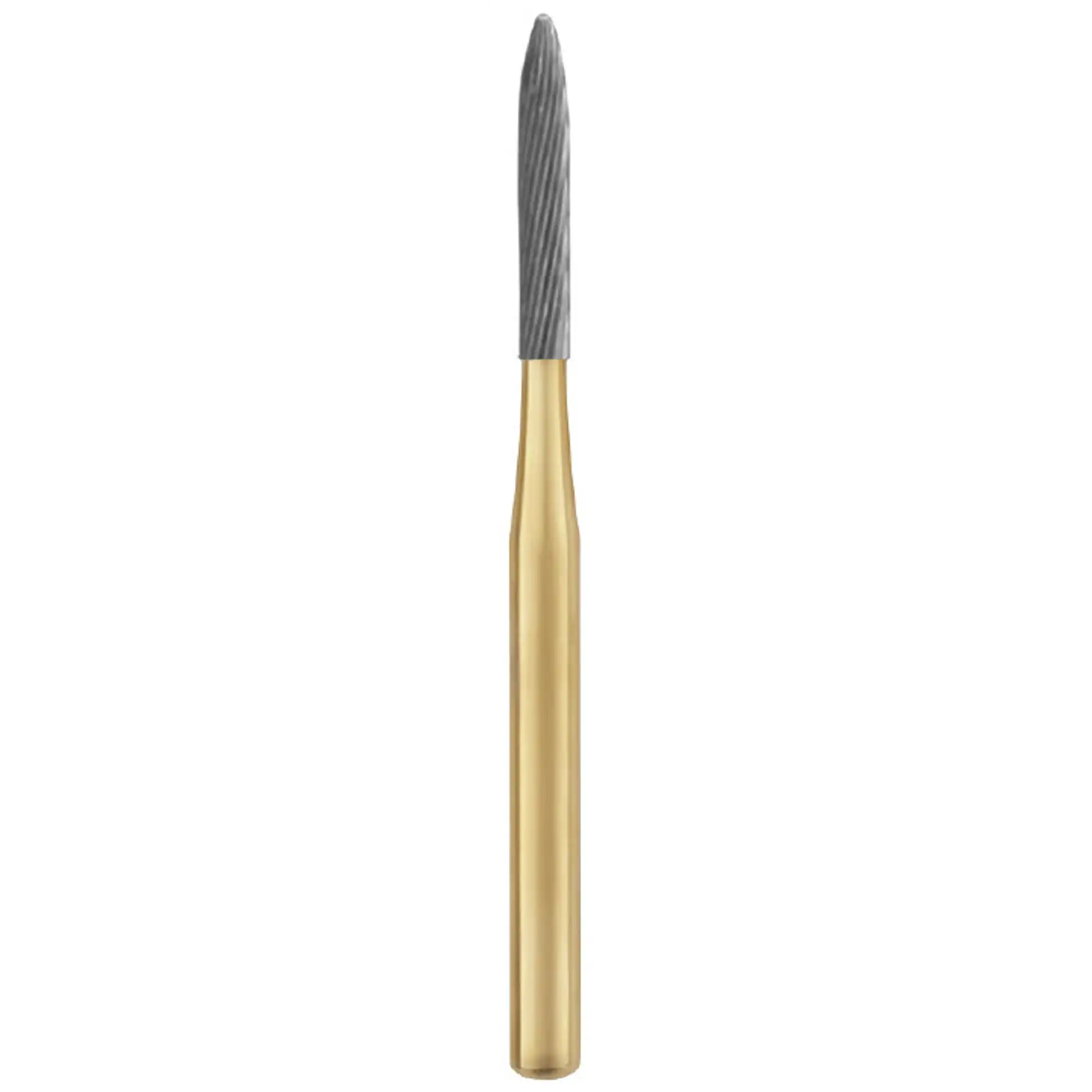 SS White Carbide Bur, 12-Blade Trimming & Finishing, FG #H48L.012, Long Flame, 1.2mm Head, 5/Pk - Burs Carbide FG 12-Blade T&F 48L-012 5/Pk - Image 1