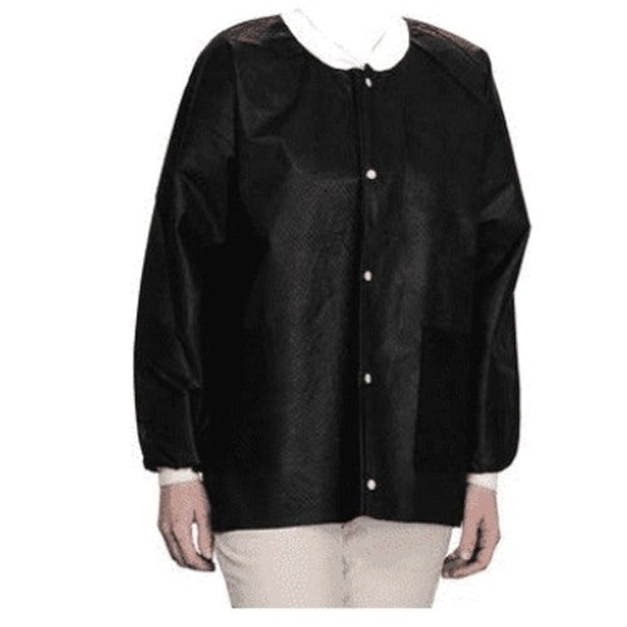 ValuMax Extra-Safe Lab Jacket, Black, 3X-Large, Hip-Length, 3-Layer SMS, AAMI Level 3, 10/Pk - ValuMax - Extrasafe Jacket, Black, 3Xl, 10Pk - Image 1