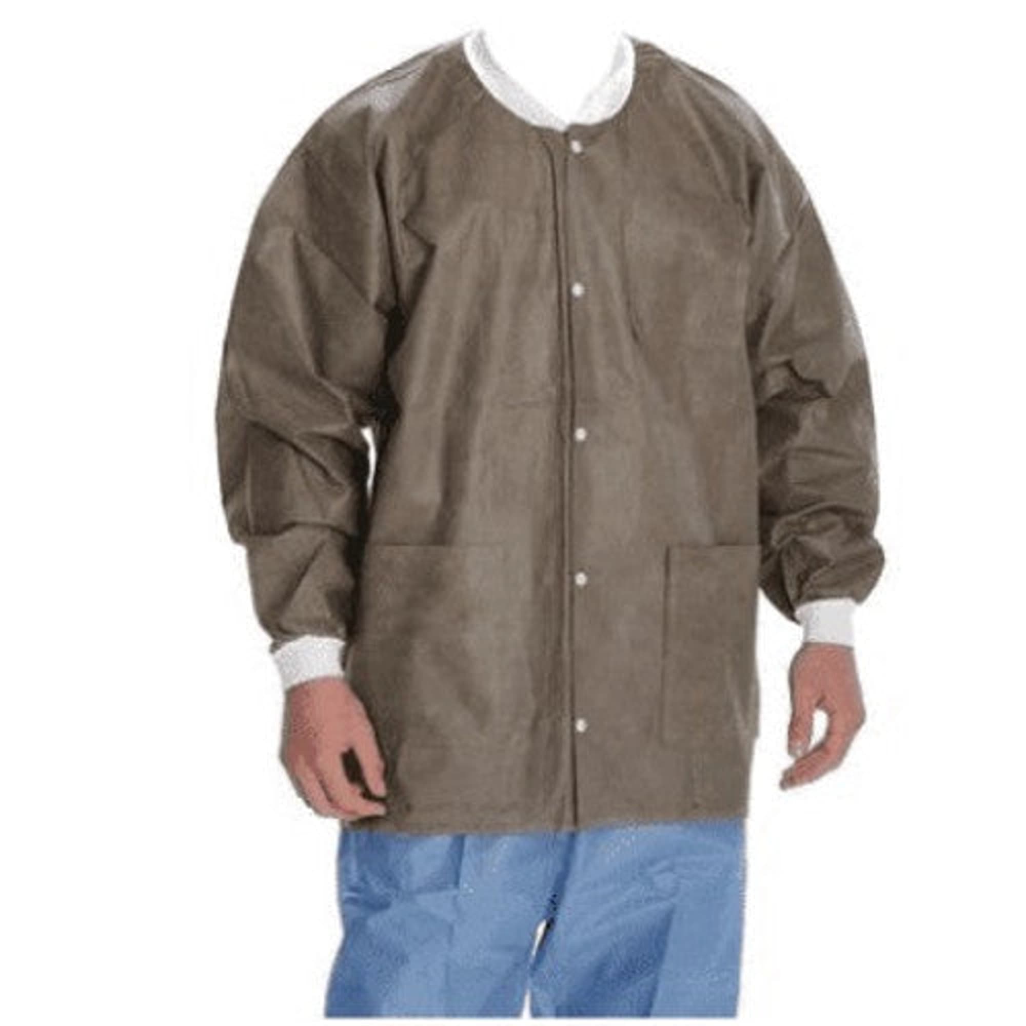 ValuMax Extra-Safe Hip Length Lab Jacket, Coffee, Medium, AAMI Level 3, Latex-Free, 10/Pk, 3630CFM - ValuMax - Extrasafe Jackets 10Pk Coffee Medium - Image 1