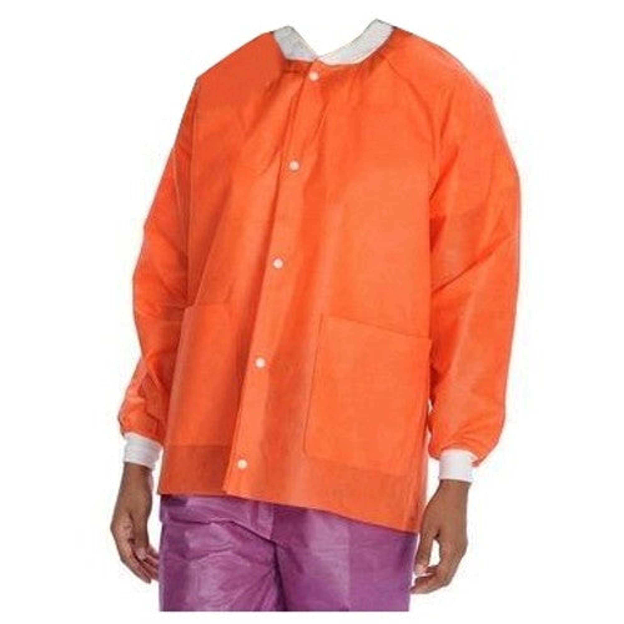 ValuMax Extra-Safe Hip-Length Lab Jacket, Orange, X-Large, SMS, AAMI Level 3, Latex-Free, 10/Pk - ValuMax - Extrasafe Jackets 10Pk Orange X-Large - Image 1